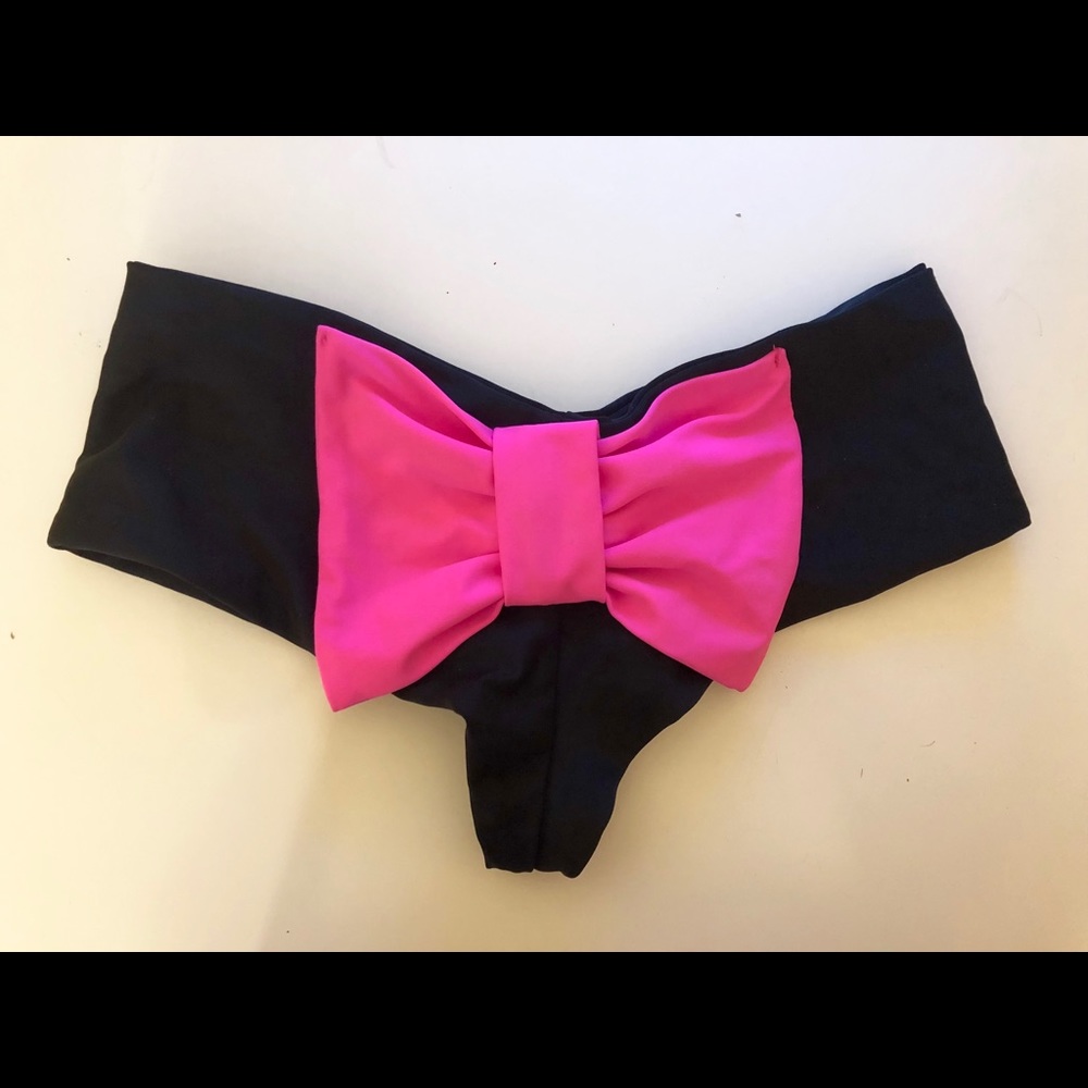 Black Lolli Bathing Suit Bottoms with Pink Bow